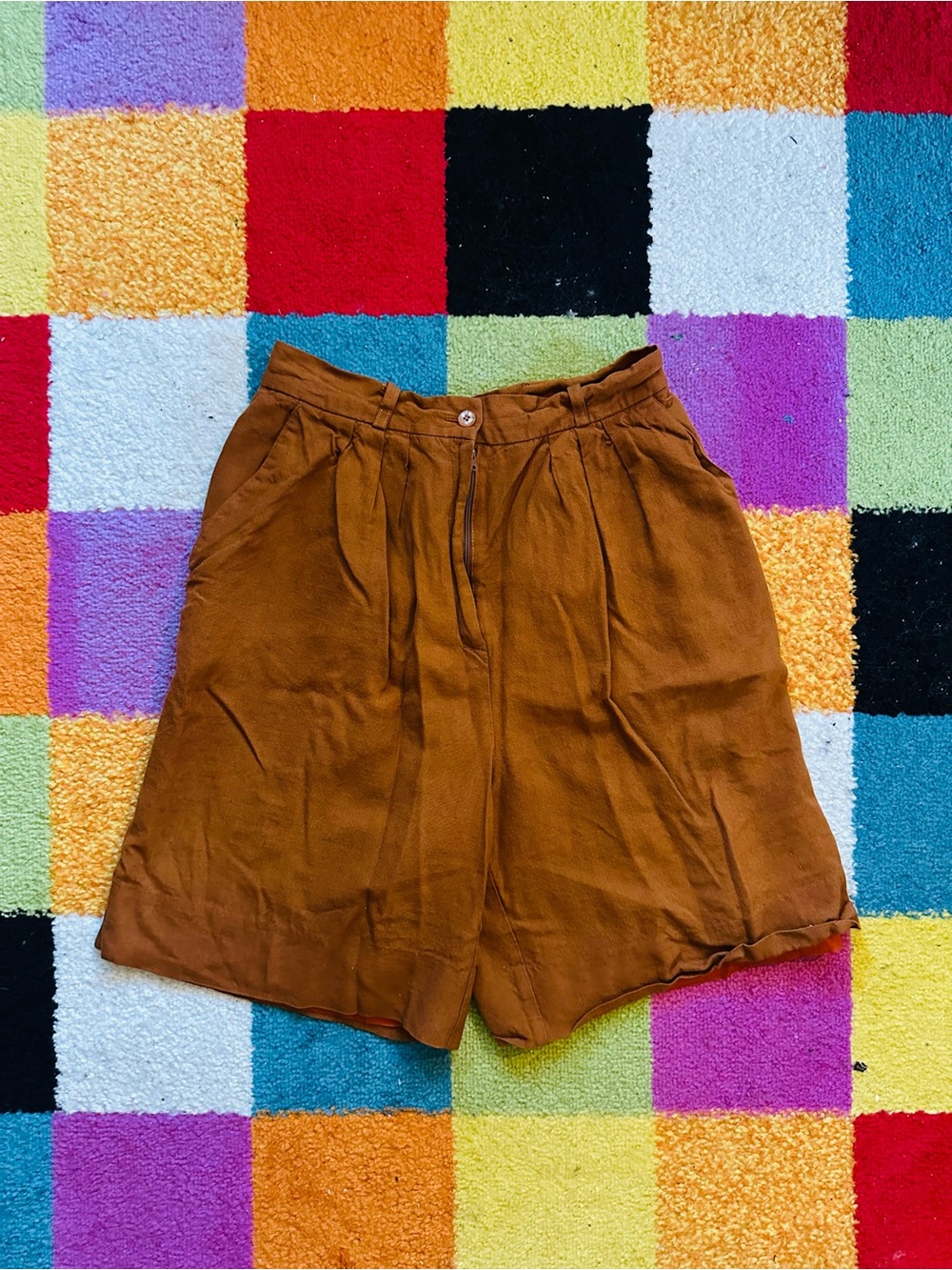 High-Waist Rust Brown High Waist Shorts